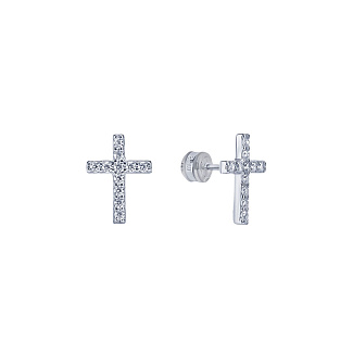 Серебряные серьги-пусеты в форме креста  Miestilo