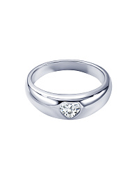 Серебряное кольцо с фианитом в форме сердца