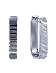 Серебряные серьги-кольца без вставок  с фактурной поверхностью 