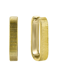 Серебряные серьги-кольца без вставок в покрытии желтое золото с фактурной поверхностью 