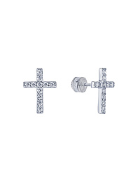 Серебряные серьги-пусеты в форме креста 