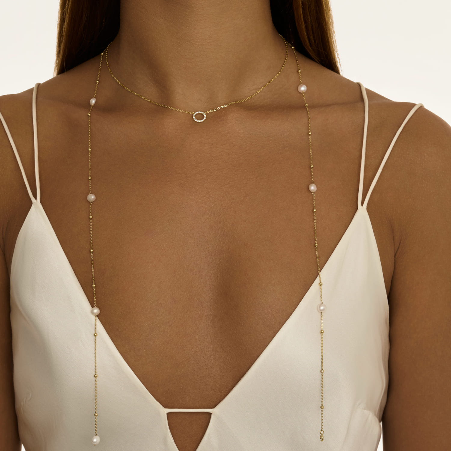 MIE ոսկեզօծ արծաթե փողկապի վզնոց բարոկկո մարգարիտներով