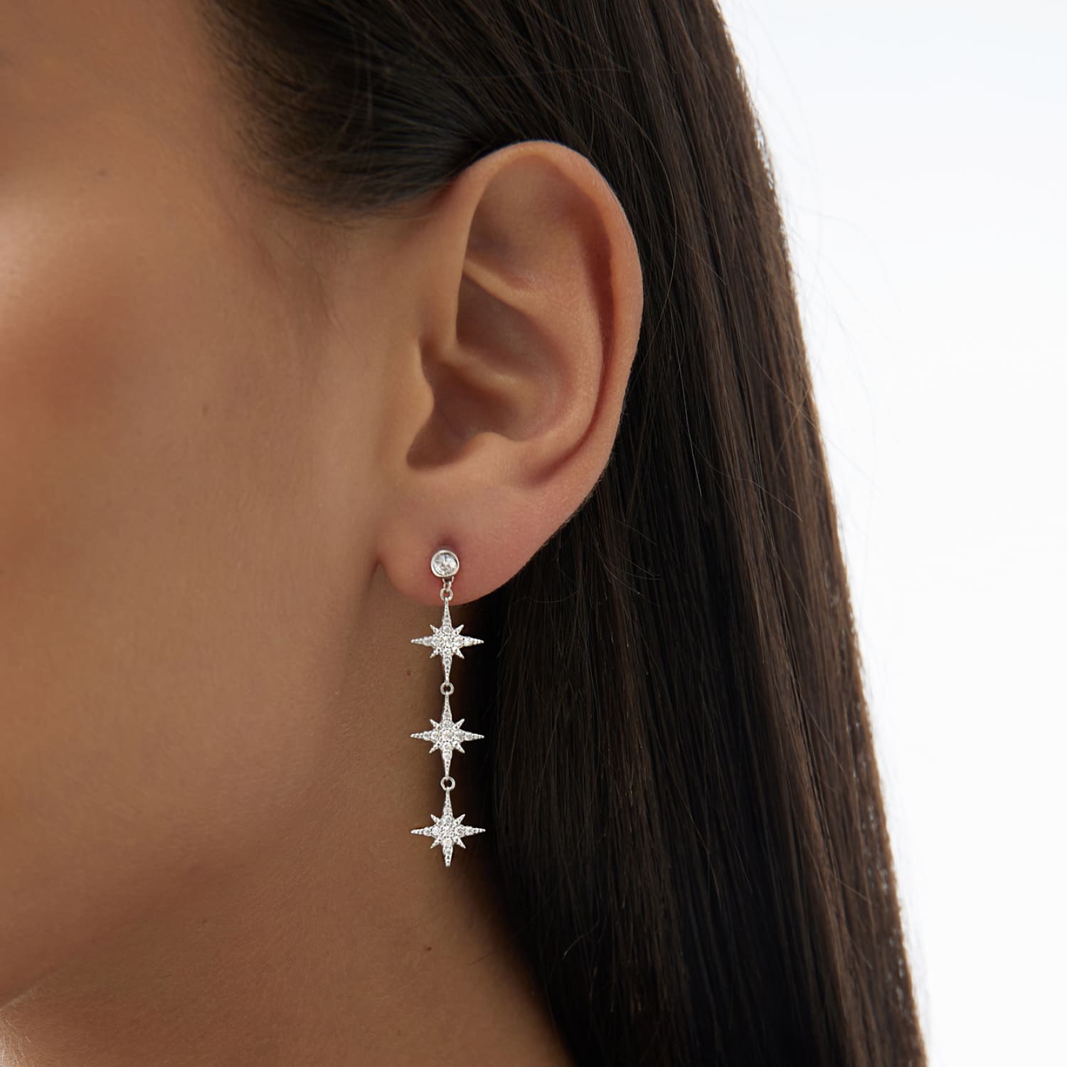 Серебряные пусеты с подвесками в виде звезд MIESTILO MIE