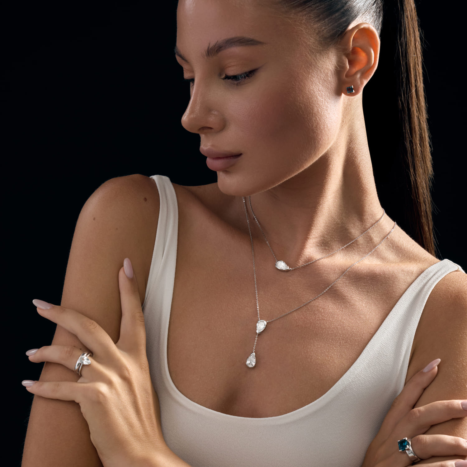 PURITY արծաթե մինի ականջօղեր լոնդոնյան տոպազով MIE