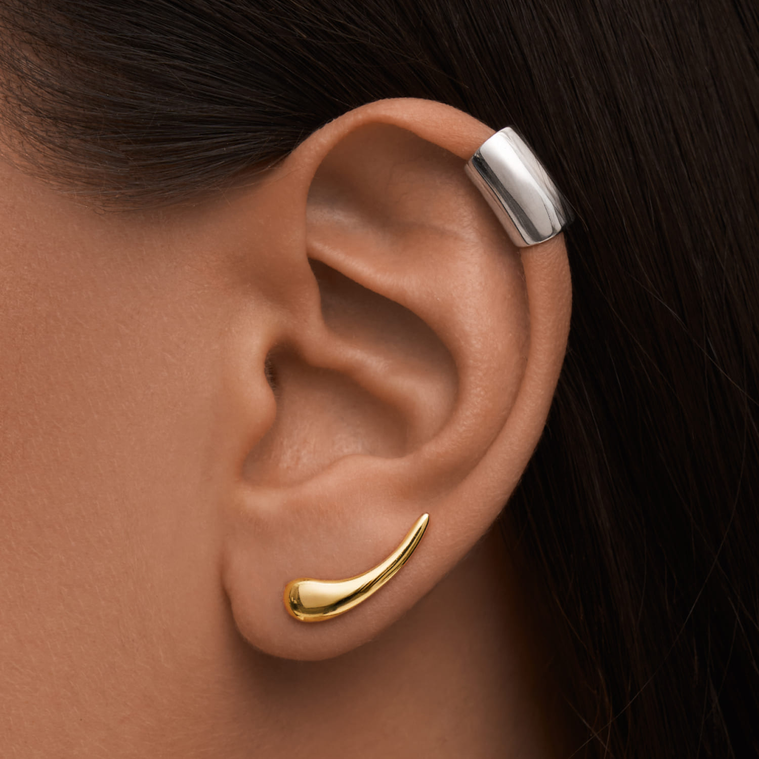 Արծաթե ժայռամագլցման ականջօղեր՝ դեղին ոսկեզօծ MIE-ից