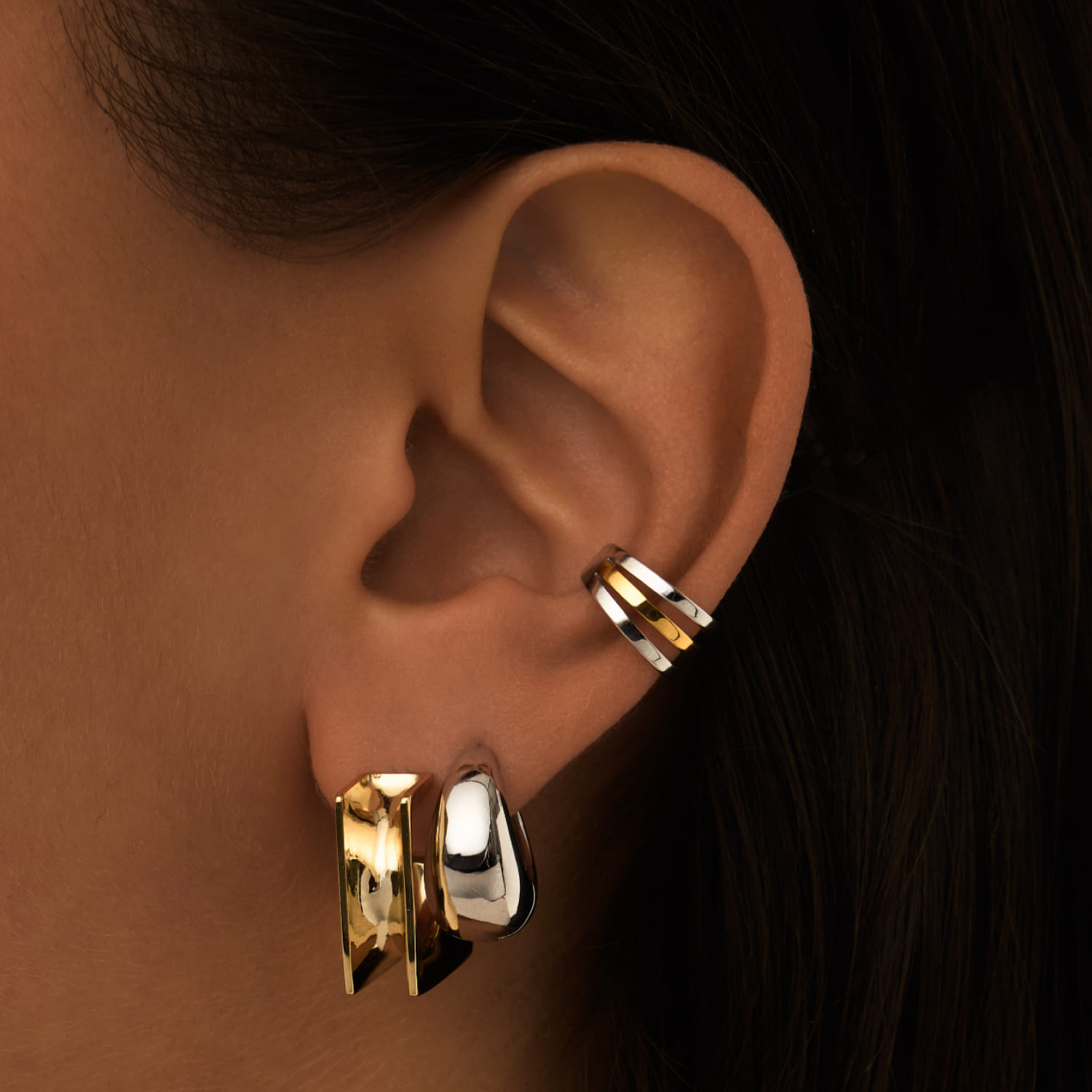 MIE երկգույն արծաթե թևնոց