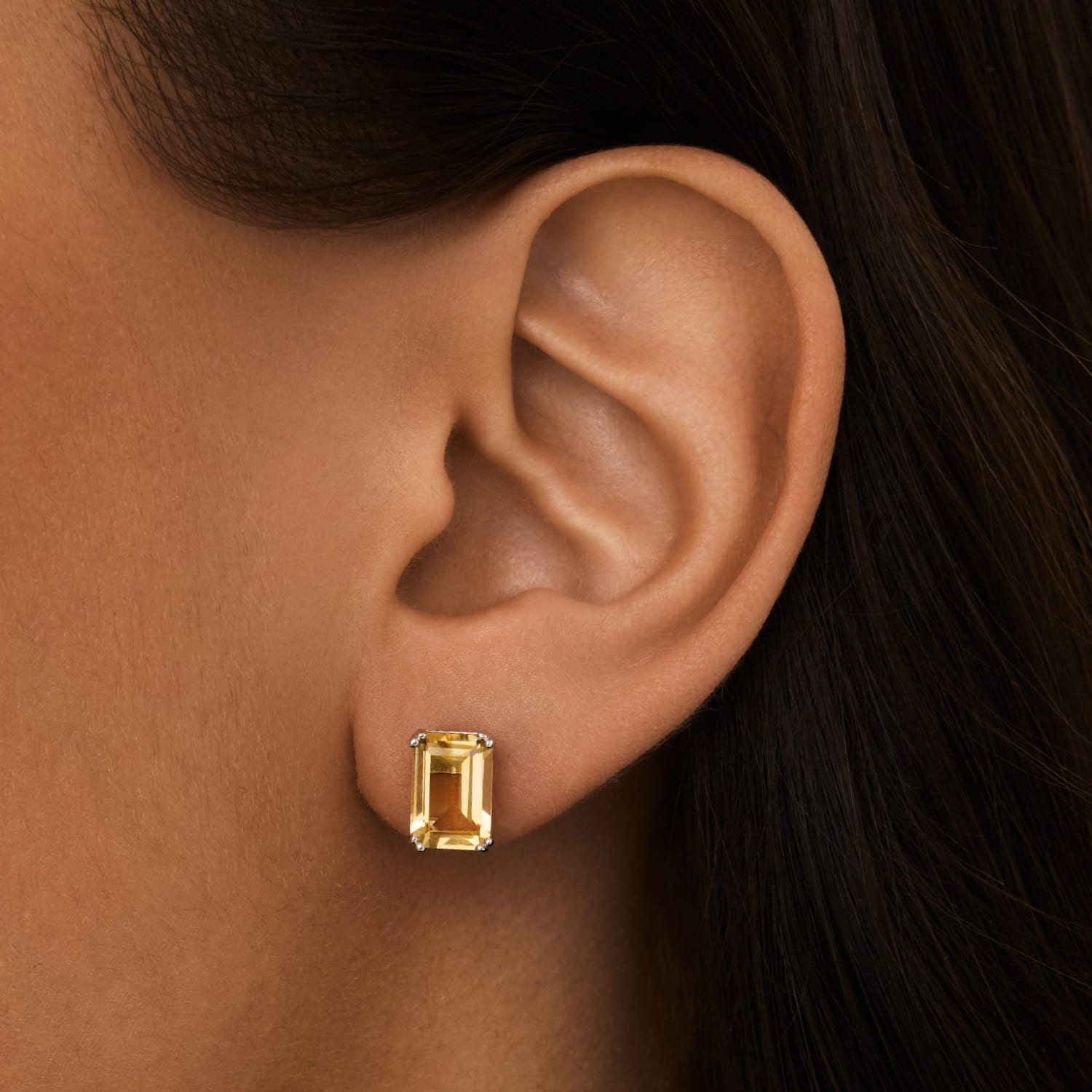 Серебряные серьги BRIGHTNESS с цитрином Эмеральд MIE