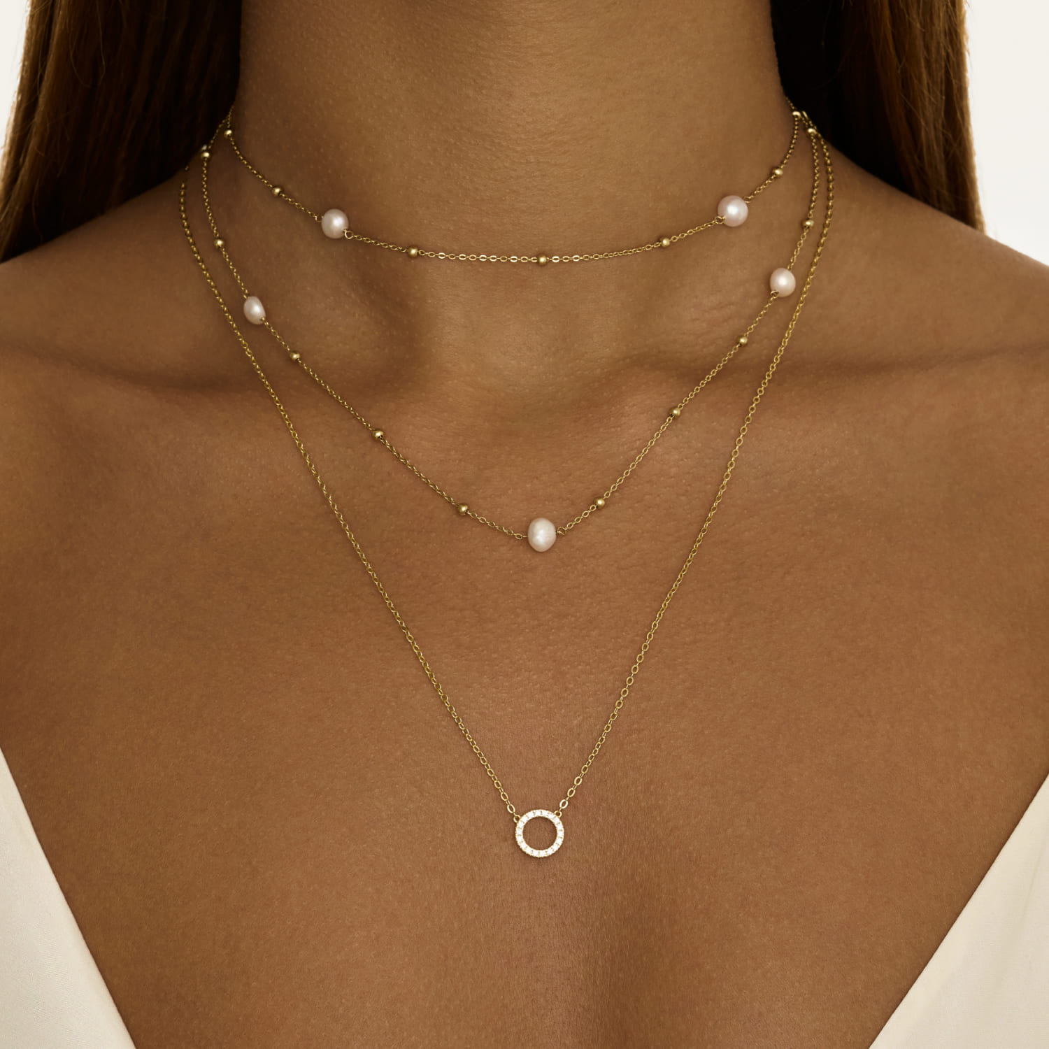 MIE ոսկեզօծ արծաթե փողկապի վզնոց բարոկկո մարգարիտներով