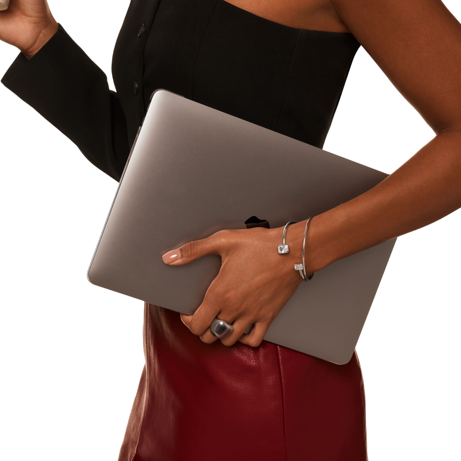 Արծաթե ապարանջան՝ զմրուխտե MIE կտրվածքով, ասիմետրիկ խորանարդ ցիրկոնիումով