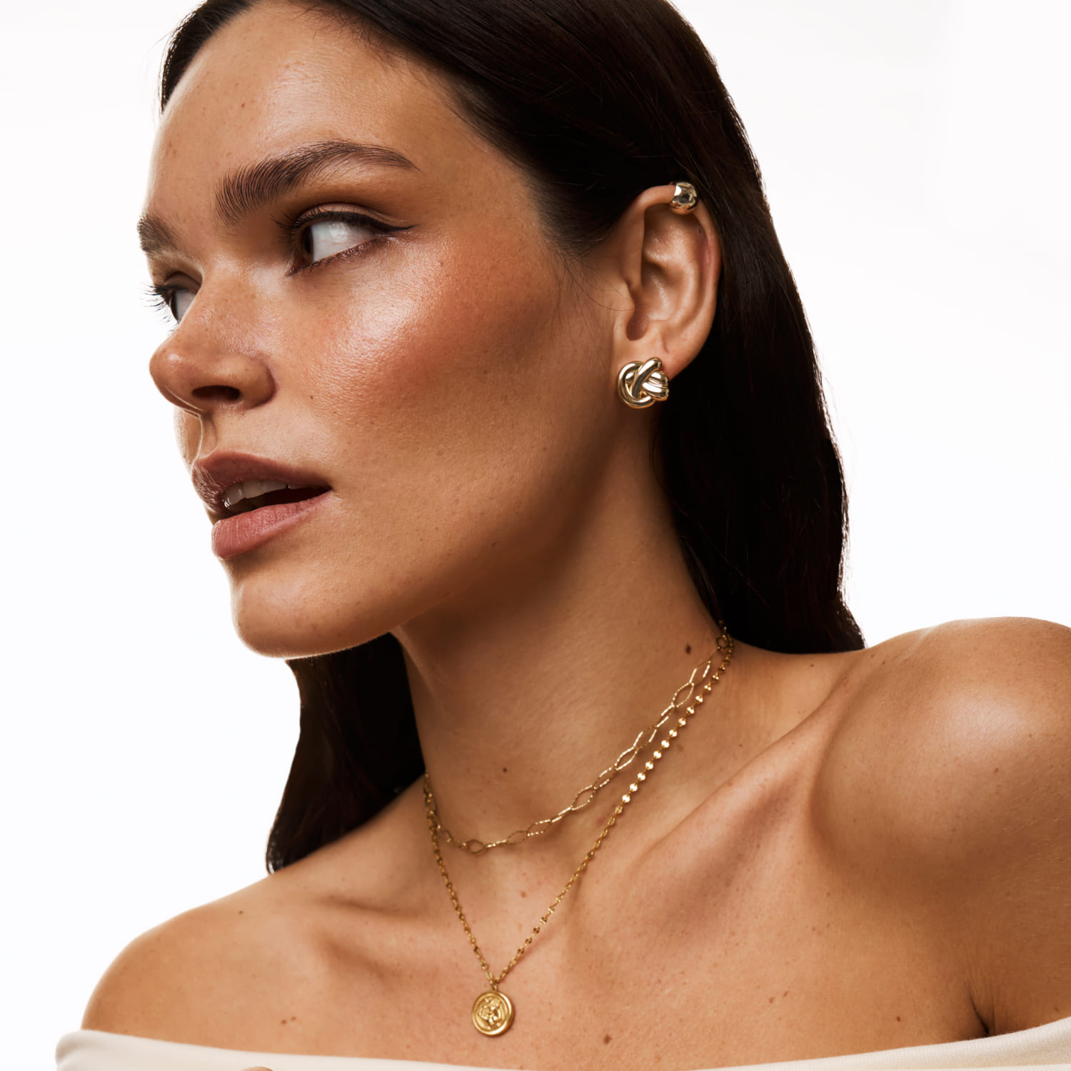 Արծաթե մինի թևնոց դեղին ոսկեզօծմամբ MIE