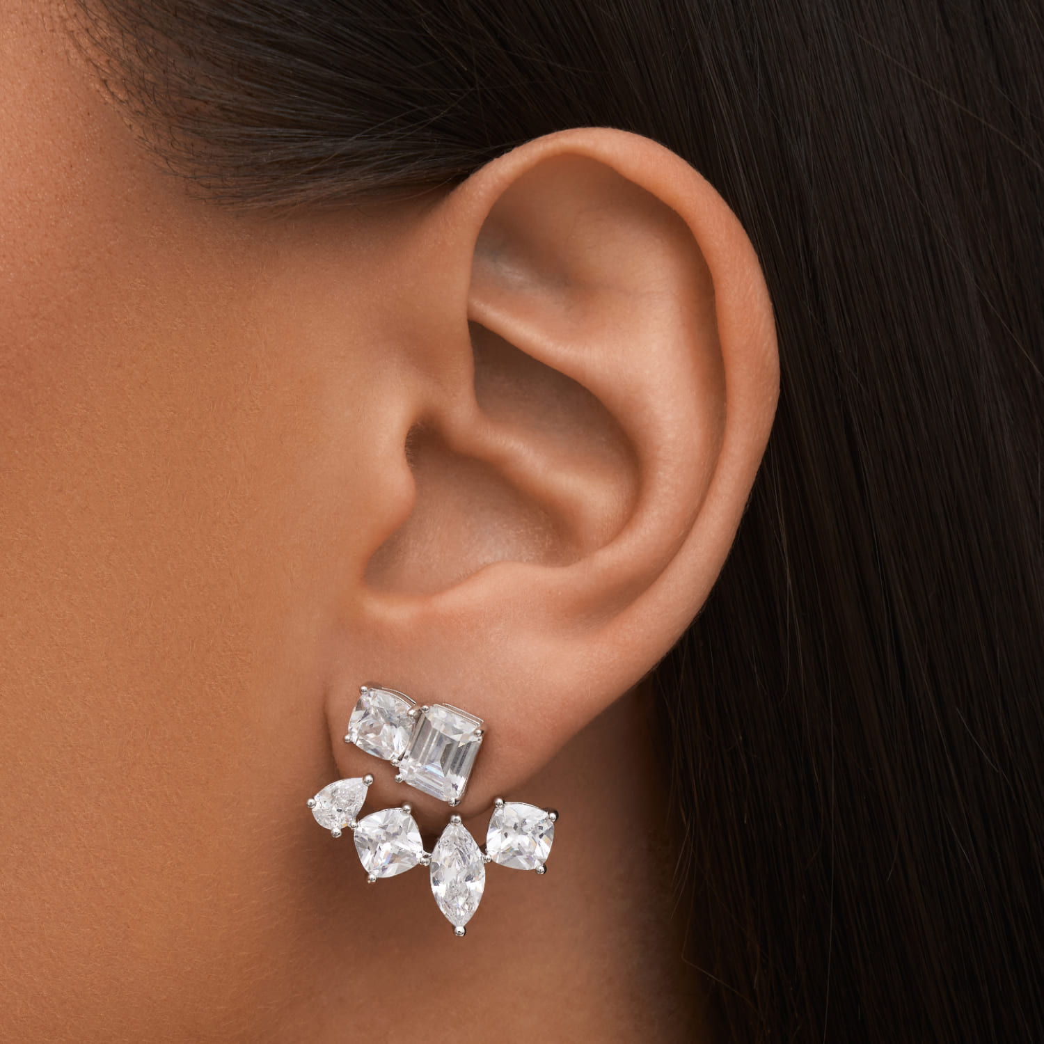 

Серебряные серьги-джекеты ГРАЦИЯ с фианитами MIE