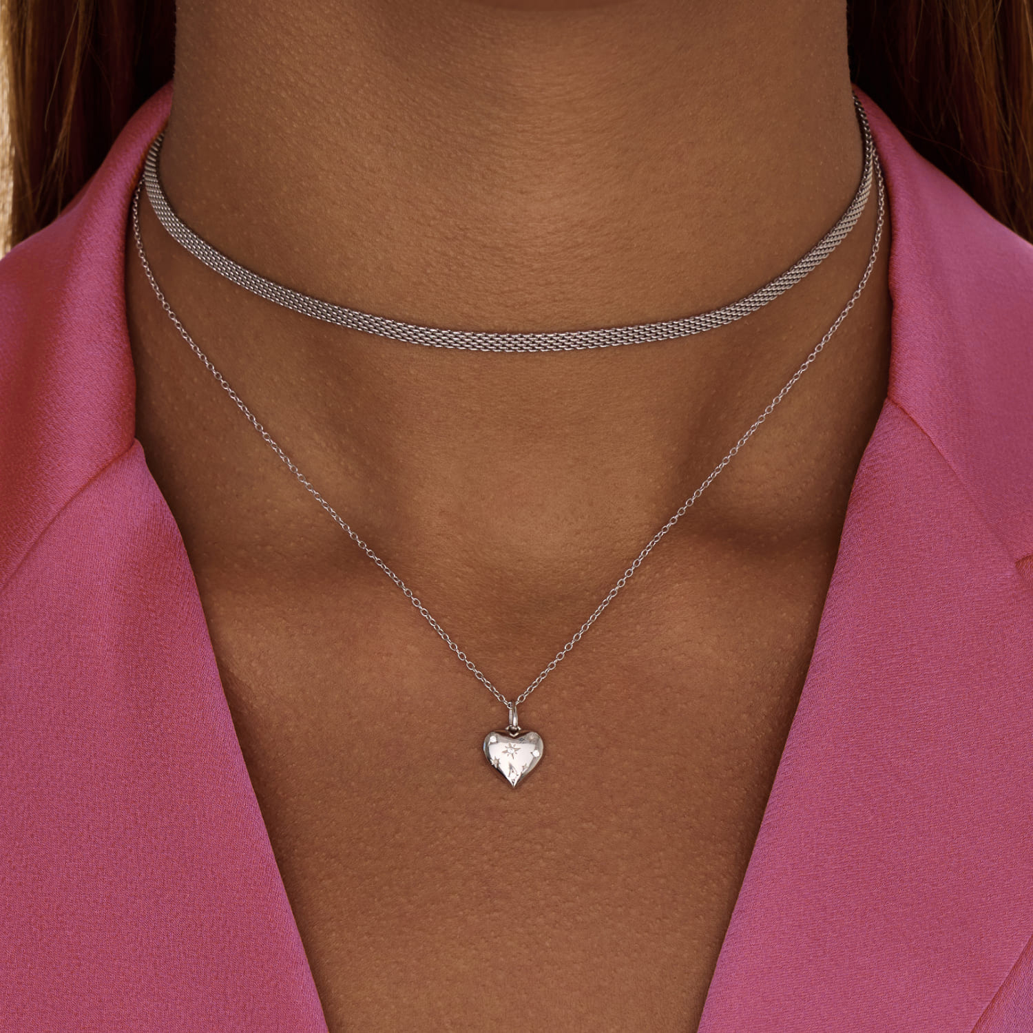 Արծաթե սրտիկ կախազարդ խորանարդ ցիրկոնե մետալով MIESTILO MIE