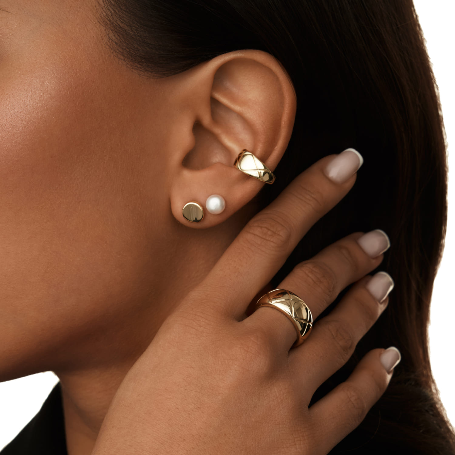 Արծաթե կլոր ականջօղեր դեղին ոսկուց պատված MIE