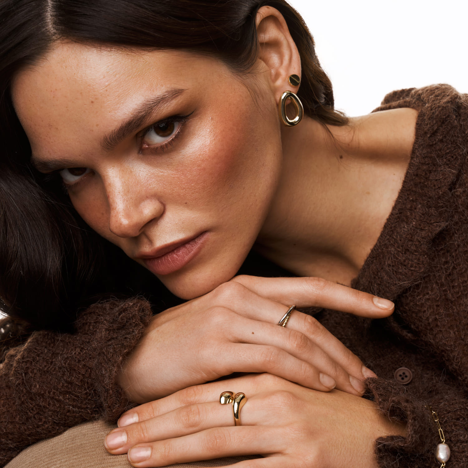 Երկգույն արծաթից պատրաստված կրկնակի համակցված մատանի MIE