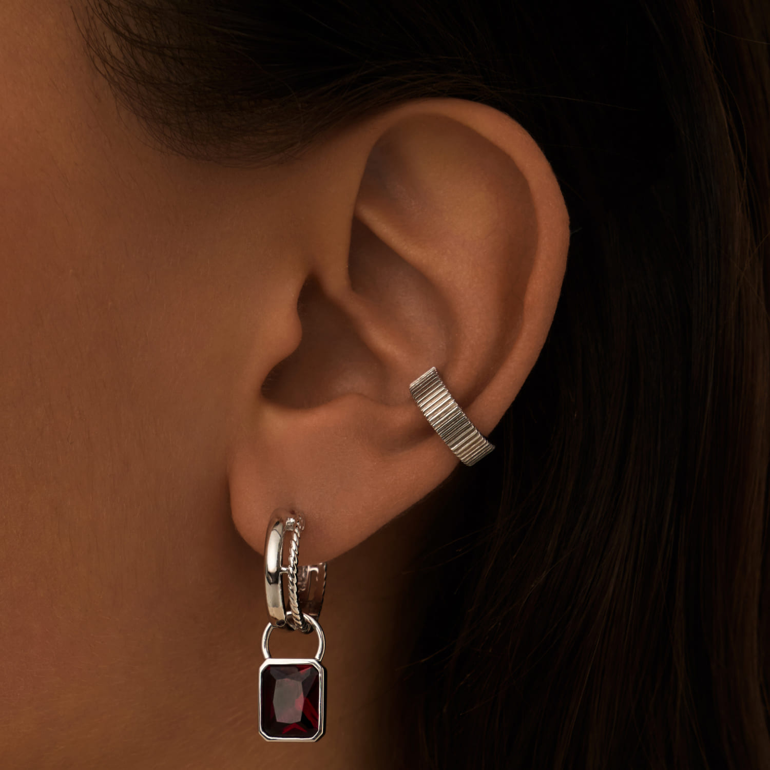 Արծաթե ձևափոխվող ականջօղեր՝ Բուրգունդյան MIE