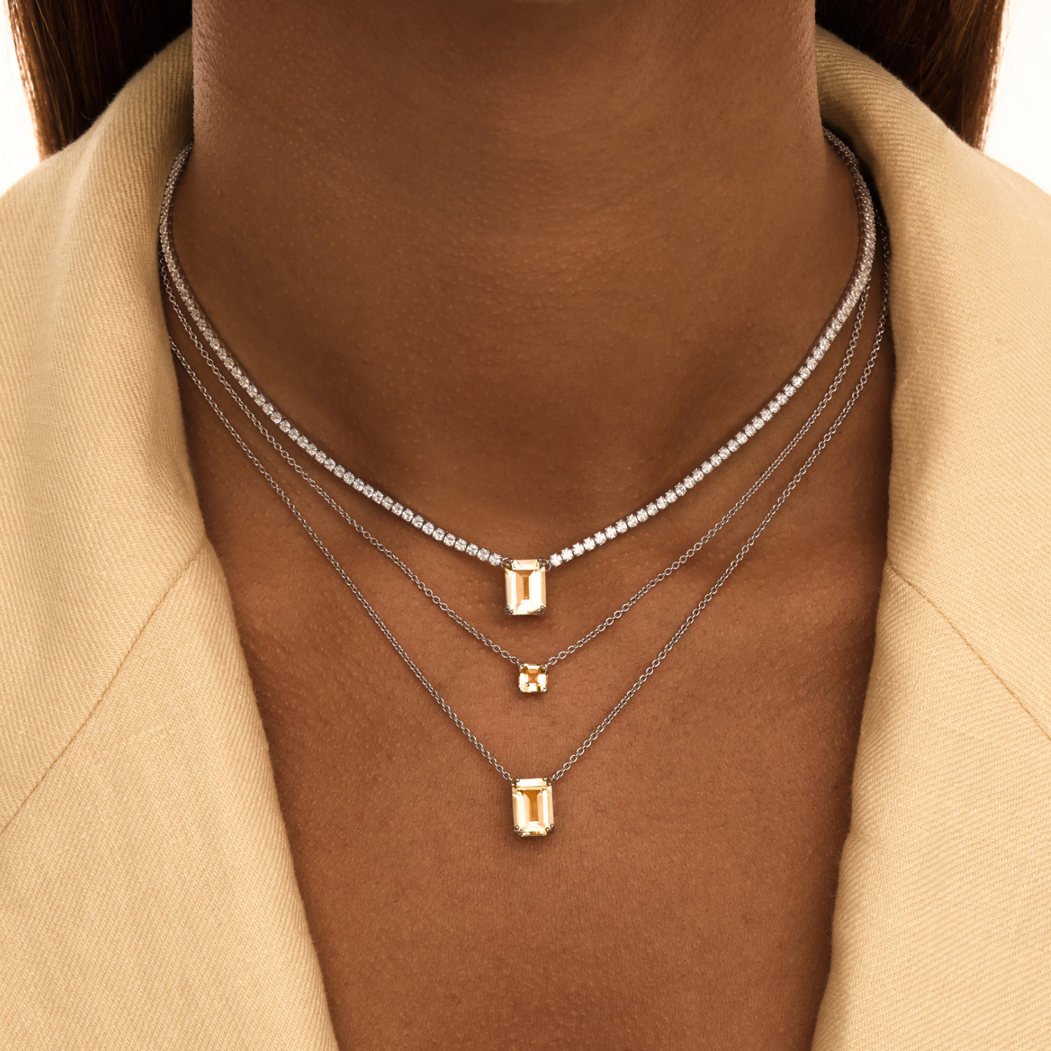 BRIGHTNESS արծաթե թենիսի վզնոց ցիտրինով MIE-ից