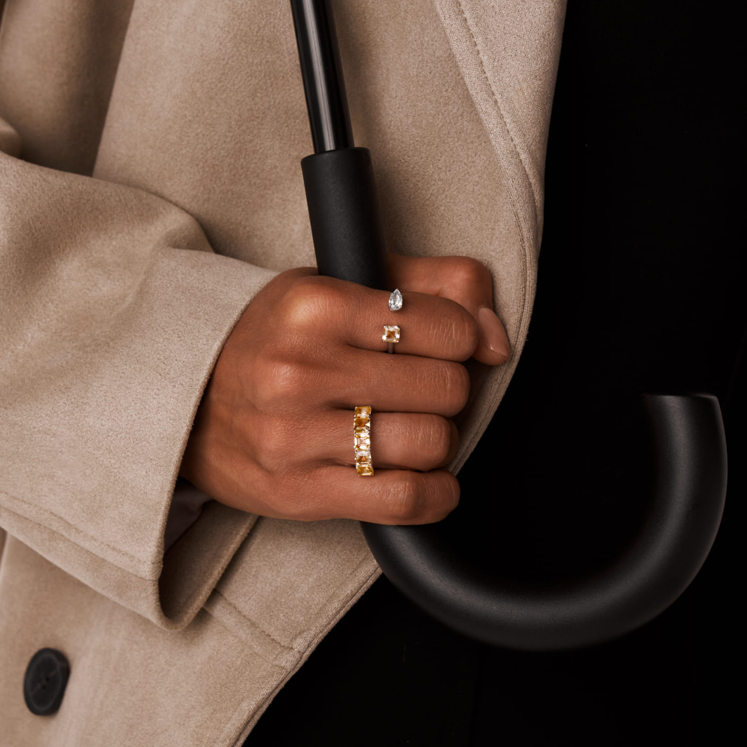 Արծաթե մատանի BRIGHTNESS ցիտրիններով Asher MIE