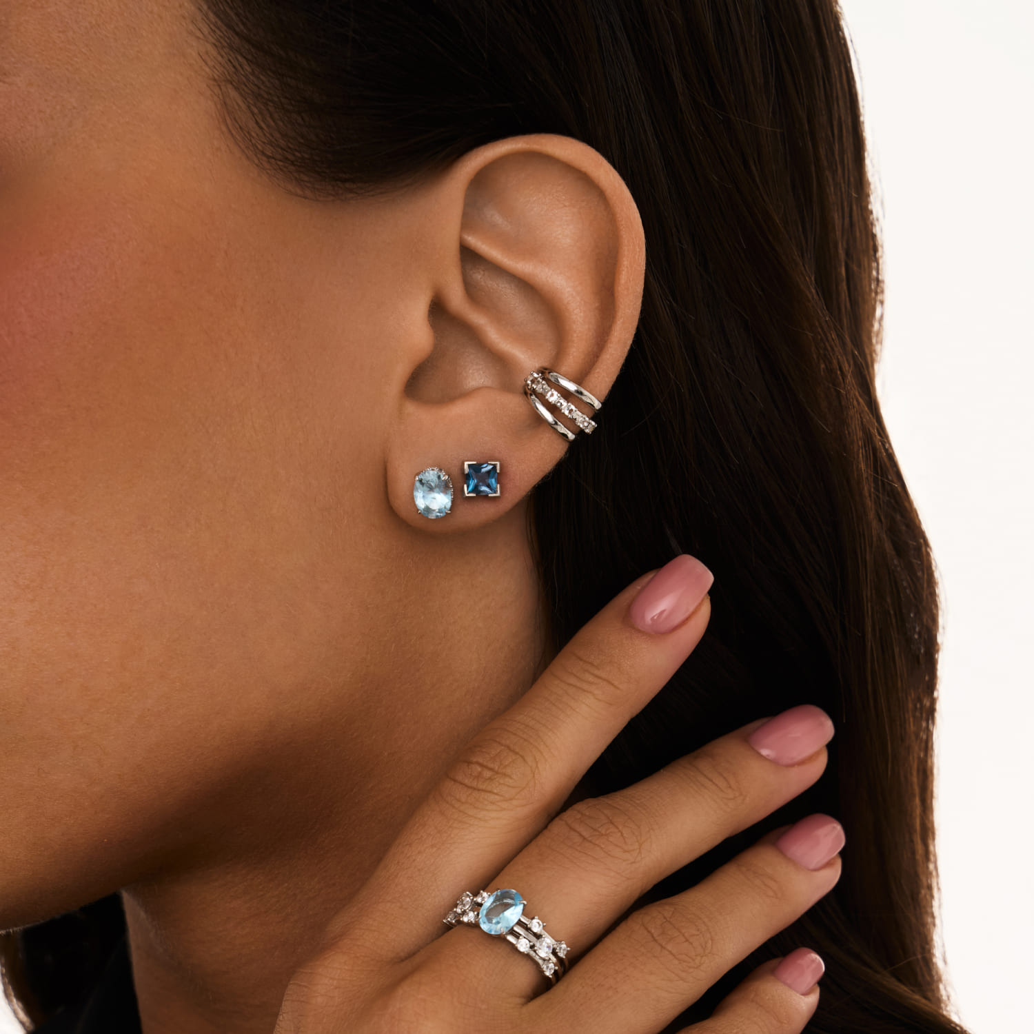 PURITY արծաթե մինի ականջօղեր լոնդոնյան տոպազով MIE