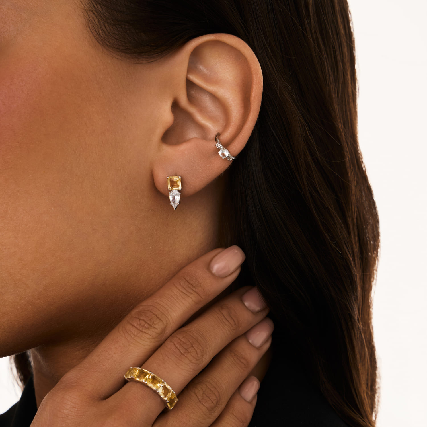 Արծաթե մատանի BRIGHTNESS ցիտրիններով Asher MIE