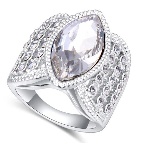 Крупное кольцо с австрийским кристаллом Miestilo