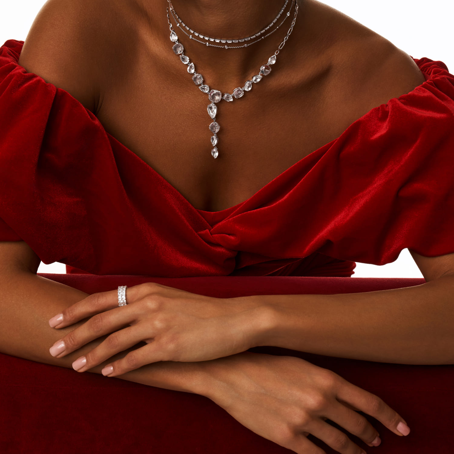 MIE Արծաթե թենիսի չոկեր վզնոց՝ բագետի կտրվածքով խորանարդաձև ցիրկոնիումով