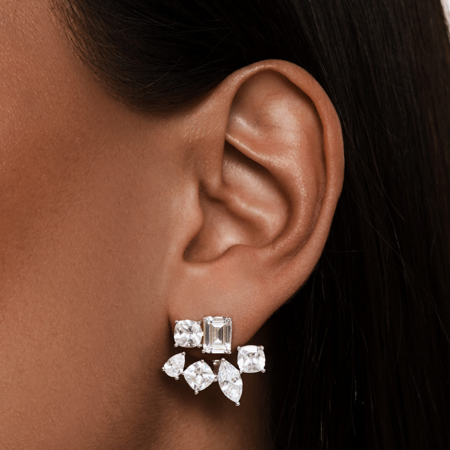 Серебряные серьги-джекеты A LA RUSSE с фианитами MIE