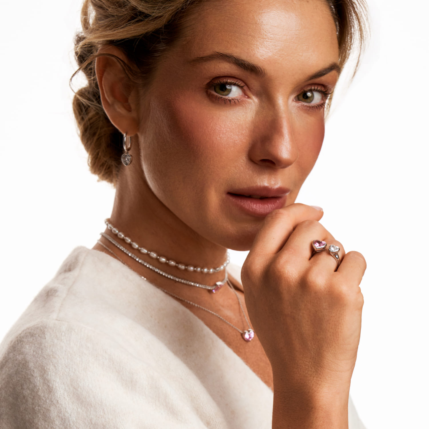 SWEETHEART Արծաթե բաց մատանի երկու MIE սրտերով