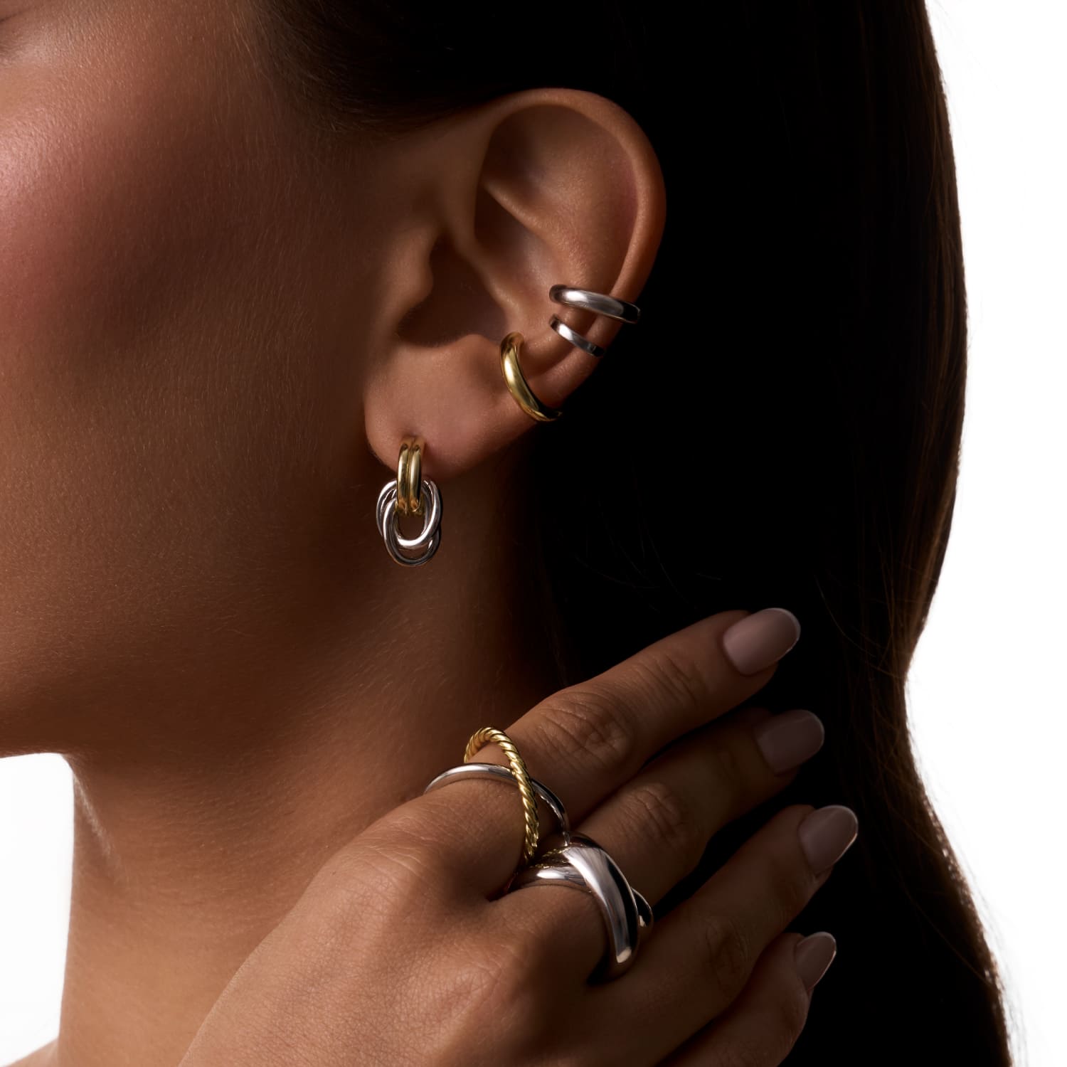 Երկգույն արծաթից պատրաստված կրկնակի համակցված մատանի MIE