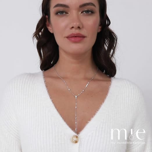 Արծաթե փողկապի վզնոց խորանարդ ցիրկոնե մետալով MIE