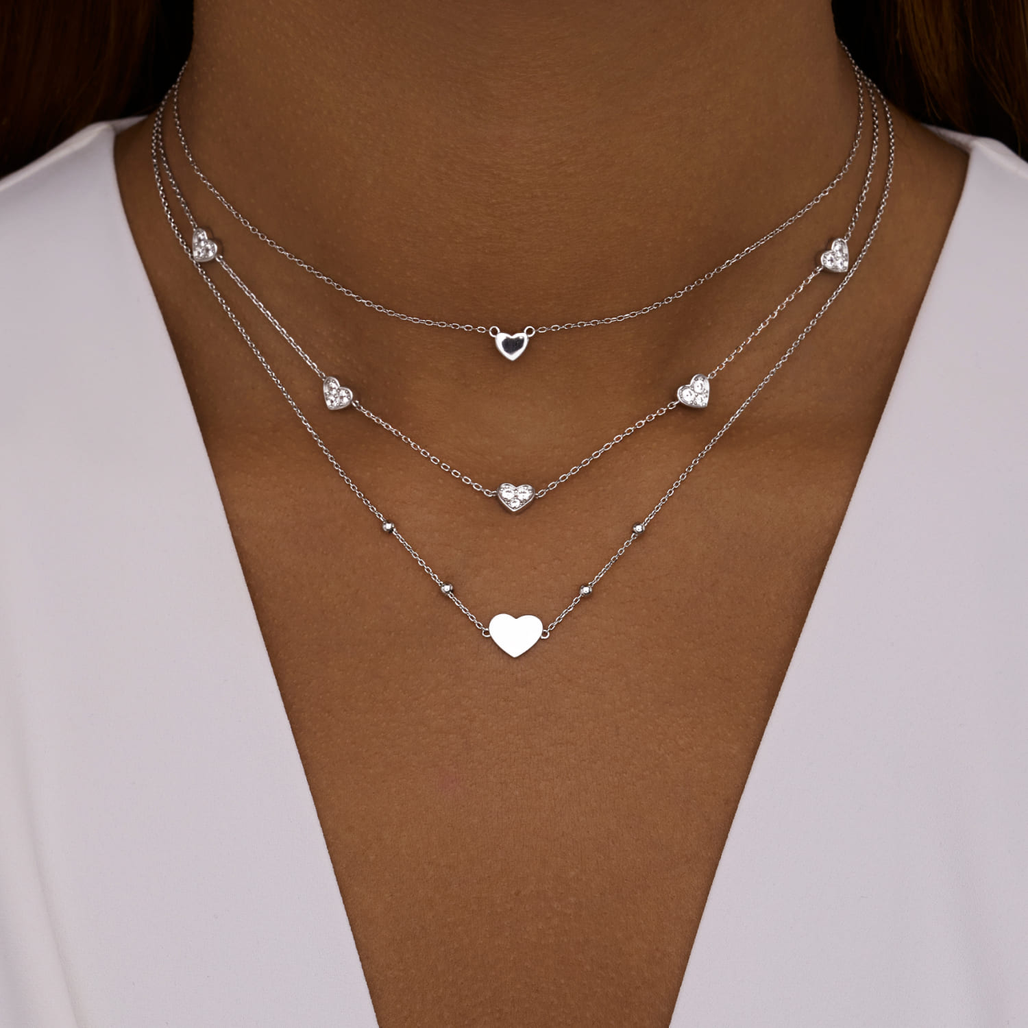 

Серебряный чокер с фианитами в форме сердца MIESTILO MIE