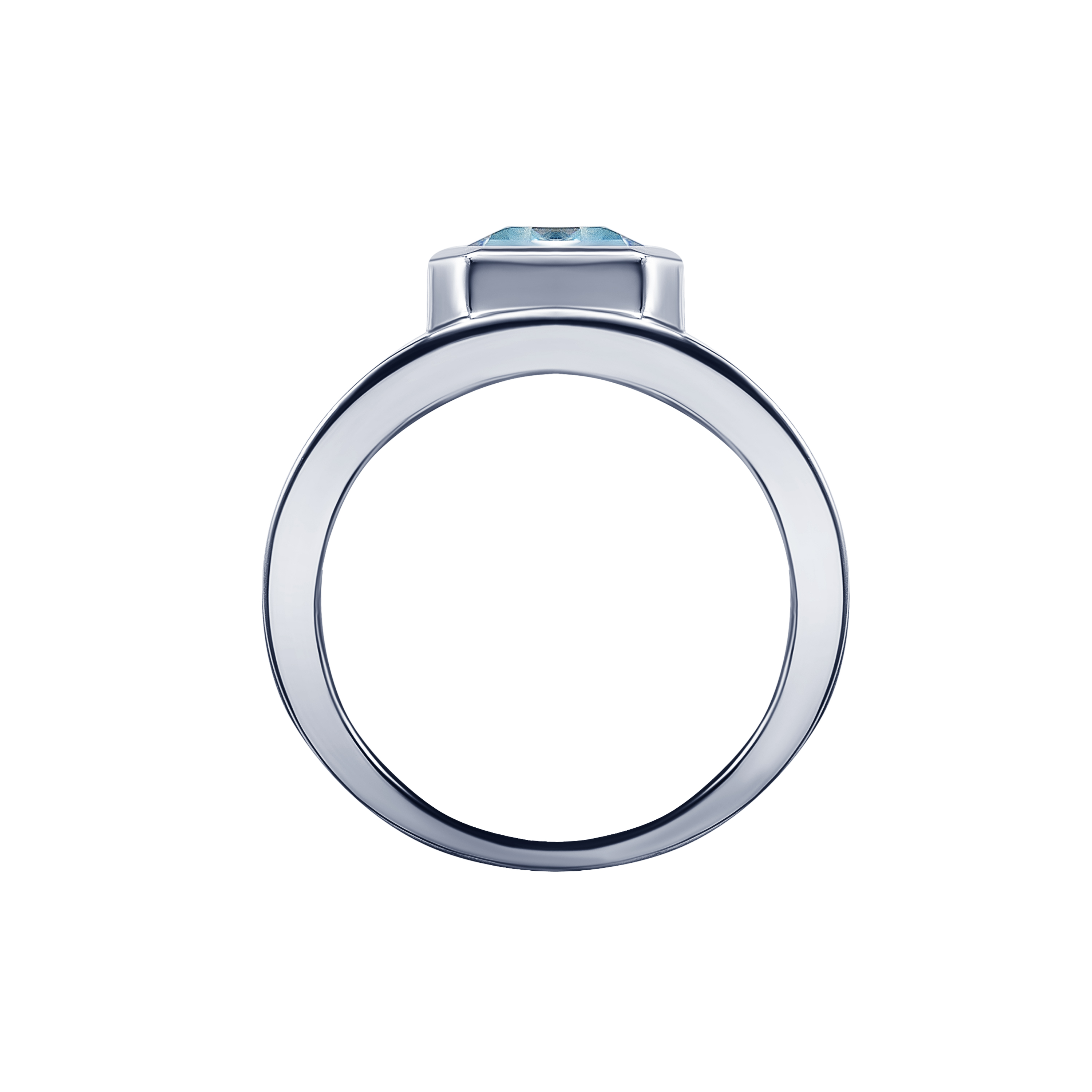 Серебряное кольцо Midnight с голубым фианитом в огранке Эмеральд MIE - фото 8