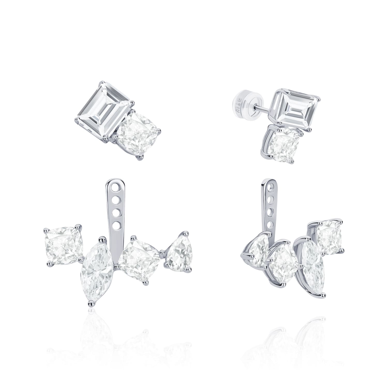 Ա ԼԱ ՌՈՒՍԵ արծաթե ականջօղեր՝ խորանարդ ցիրկոնե մետալով MIE