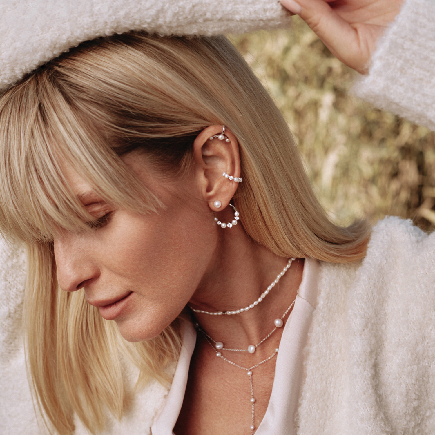 MIE արծաթե ականջօղեր բնական մարգարիտներով