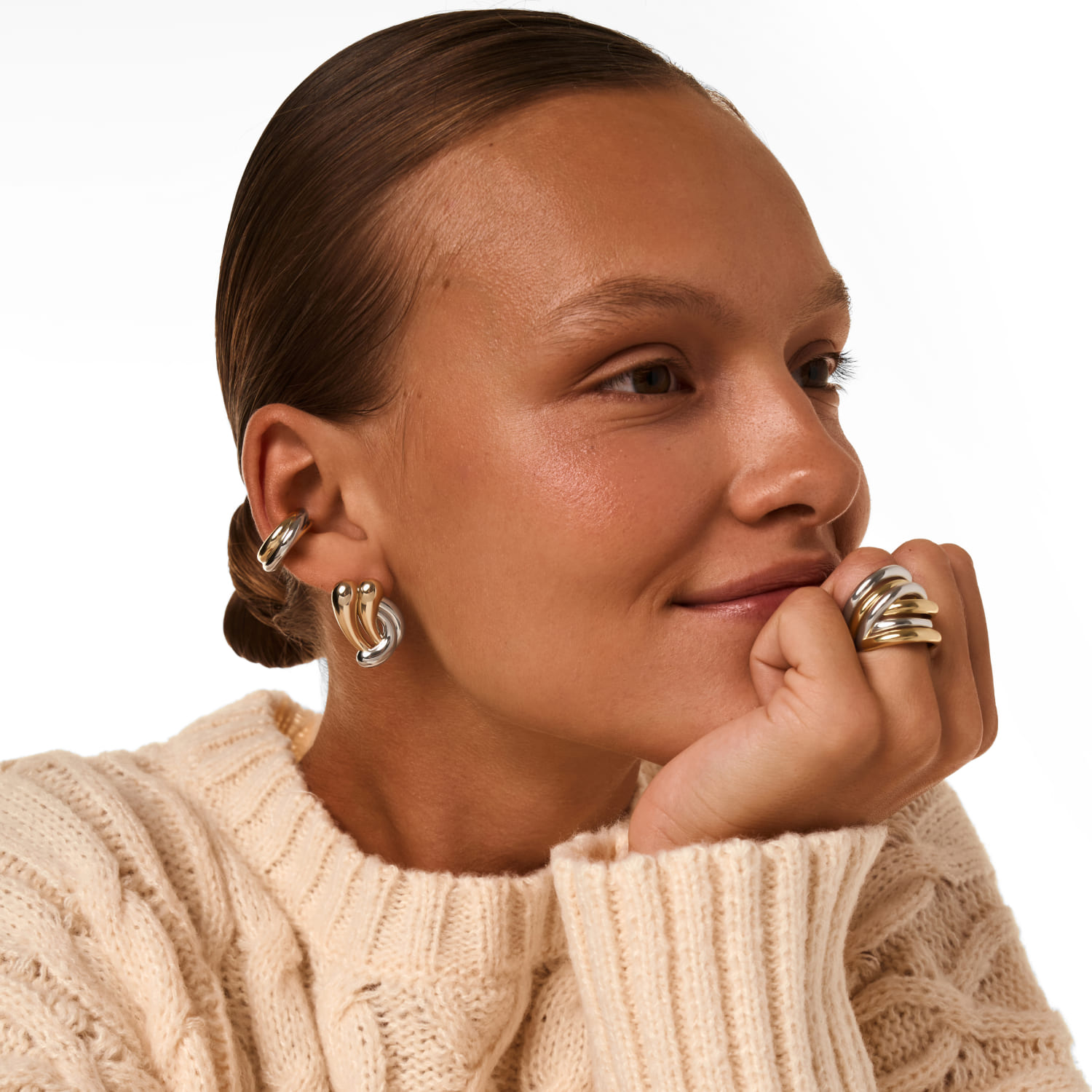 Արծաթե ականջօղեր PENELOPE երկգույն MIE