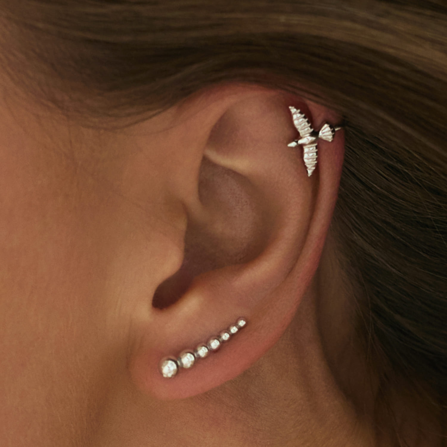 MIESTILO MIE թռչնի տեսքով արծաթե թևնոց