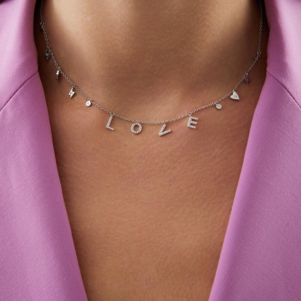 

Колье "Love" с подвесками из серебра MIE