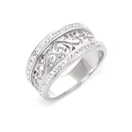 Ажурное кольцо с белыми кристаллами Swarovski® Miestilo