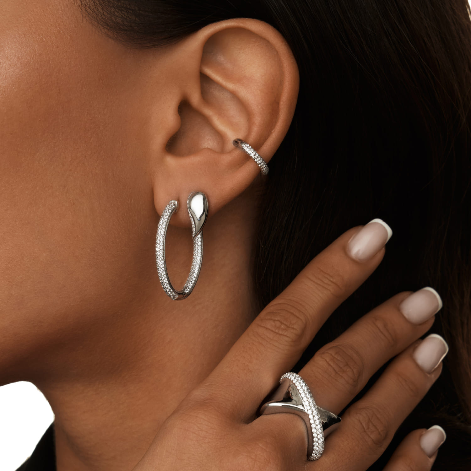 Արծաթե երկկողմանի ականջօղեր՝ խորանարդ ցիրկոնե քարերով MIE