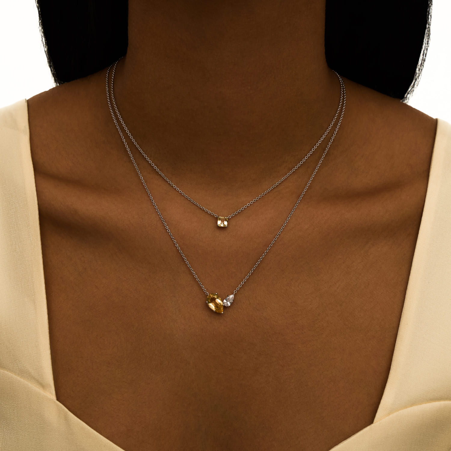 Արծաթե վզնոց BRIGHTNESS ցիտրինով Asher MIE