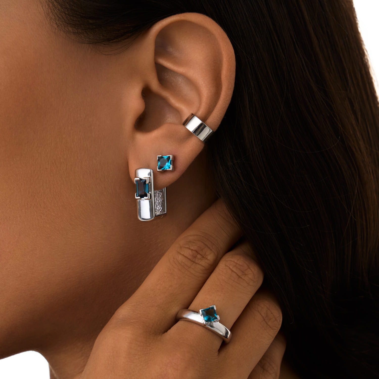 PURITY արծաթե մինի ականջօղեր լոնդոնյան տոպազով MIE