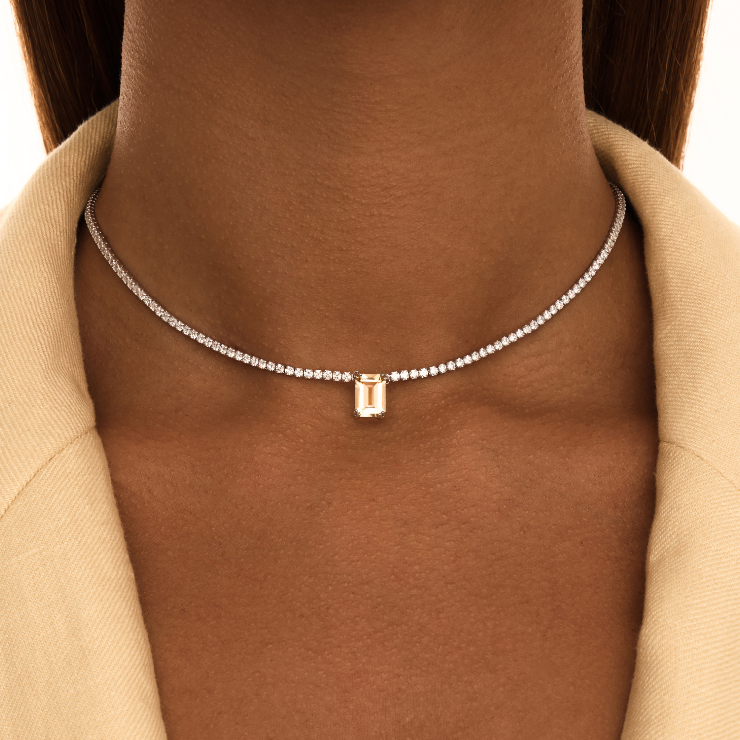 BRIGHTNESS արծաթե թենիսի վզնոց ցիտրինով MIE-ից