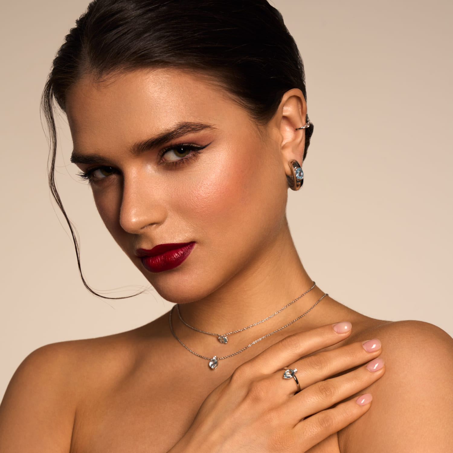 PURITY արծաթե վզնոց՝ Sky տոպազով և MIE խորանարդ ցիրկոնե քարերով