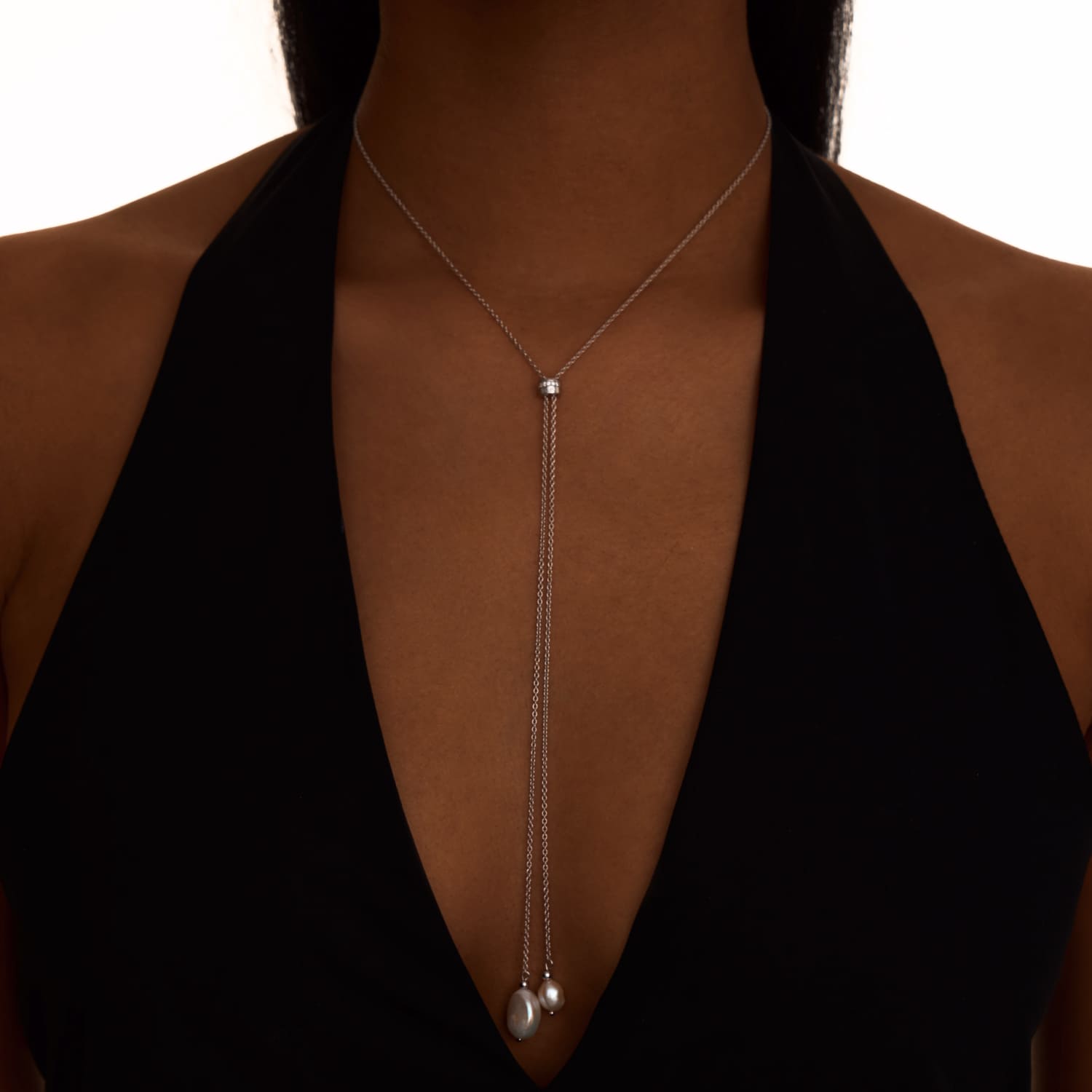 Серебряное колье-галстук SICILIA с жемчугом MIE