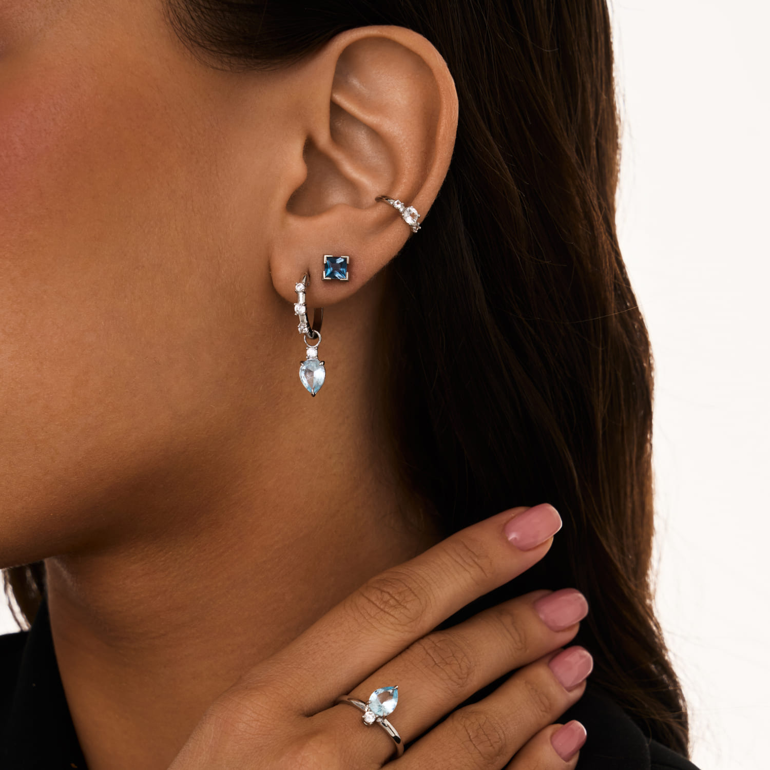 PURITY արծաթե մինի ականջօղեր լոնդոնյան տոպազով MIE