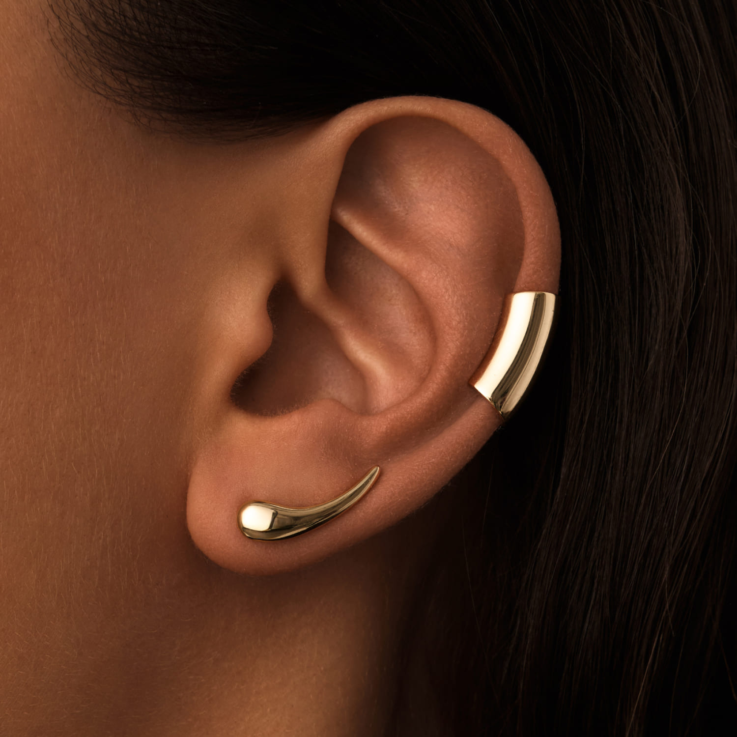 Արծաթե ժայռամագլցման ականջօղեր՝ դեղին ոսկեզօծ MIE-ից