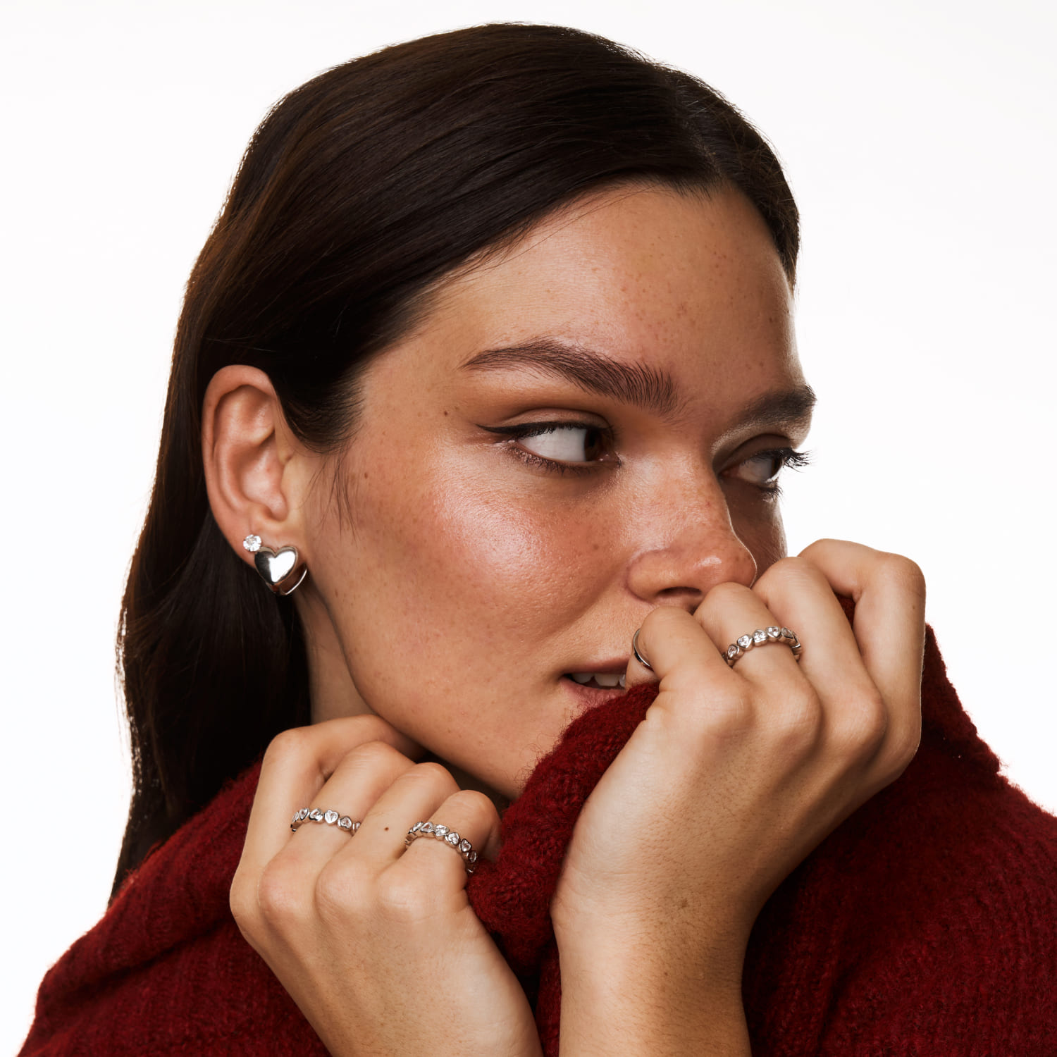 Արծաթե ականջօղեր խորանարդ ցիրկոնիումով, 5 մմ։ MIE