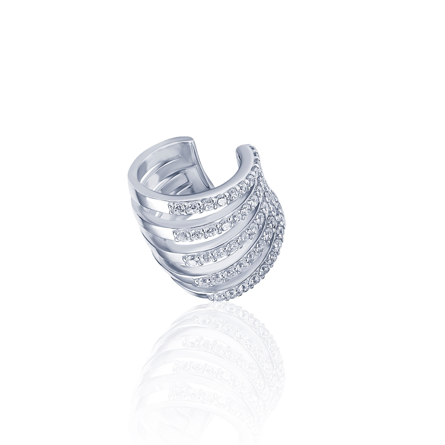 Մեծ արծաթե թևնոց խորանարդ ցիրկոնե մետալով Gatsby MIE