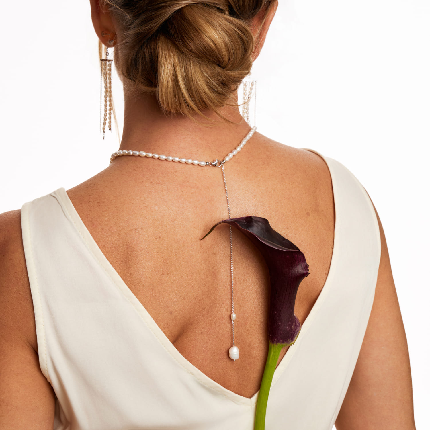 Արծաթե փողկապի վզնոց SICILIA բարոկկո մարգարիտով MIE