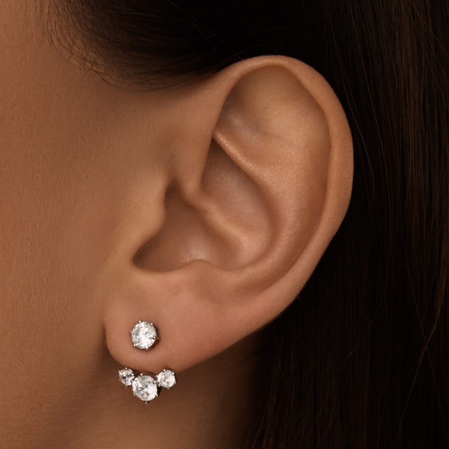 

Серебряные серьги-джекеты с фианитами MIESTILO MIE