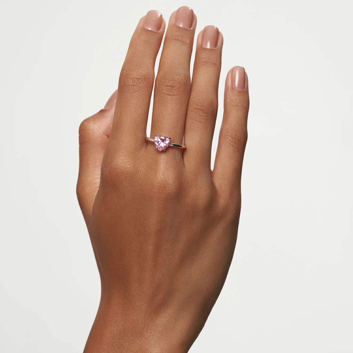 Серебряное кольцо Simone с розовым сердцем MIE - фото 3